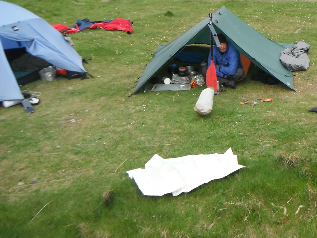 Camping beside the Pembrokeshire coast after a day of sea kayaking